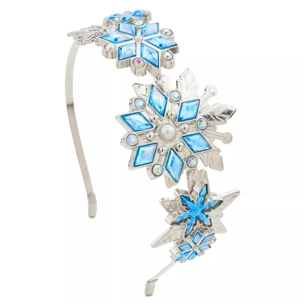 Disney Store Frozen Queen Elsa Metal Blue Iridescent Snowflake Headband Tiara