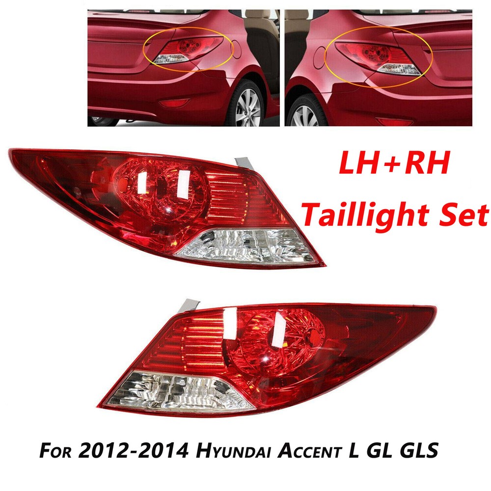 2012-2014 Hyundai Accent Halogen Taillights Pair Left and Right