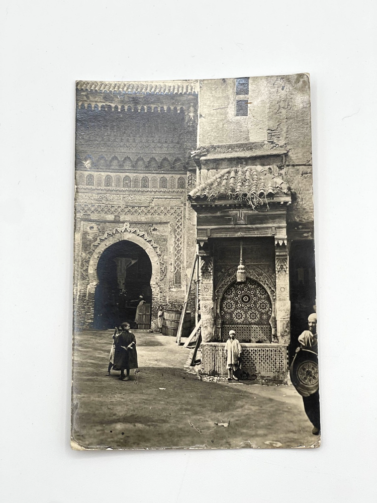Fez Morocco Street Scene Fountain Bou Inania Madrasa RPPC Early 1900s