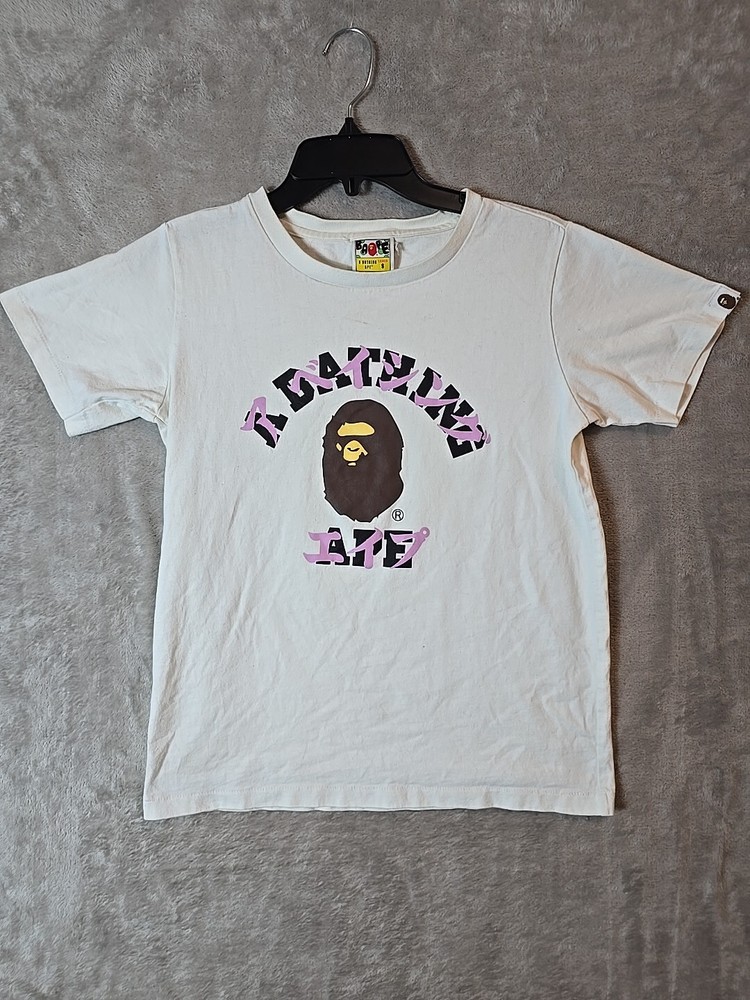 BAPE Women's Kanji T-Shirt Small White Rare Vintage HTF
