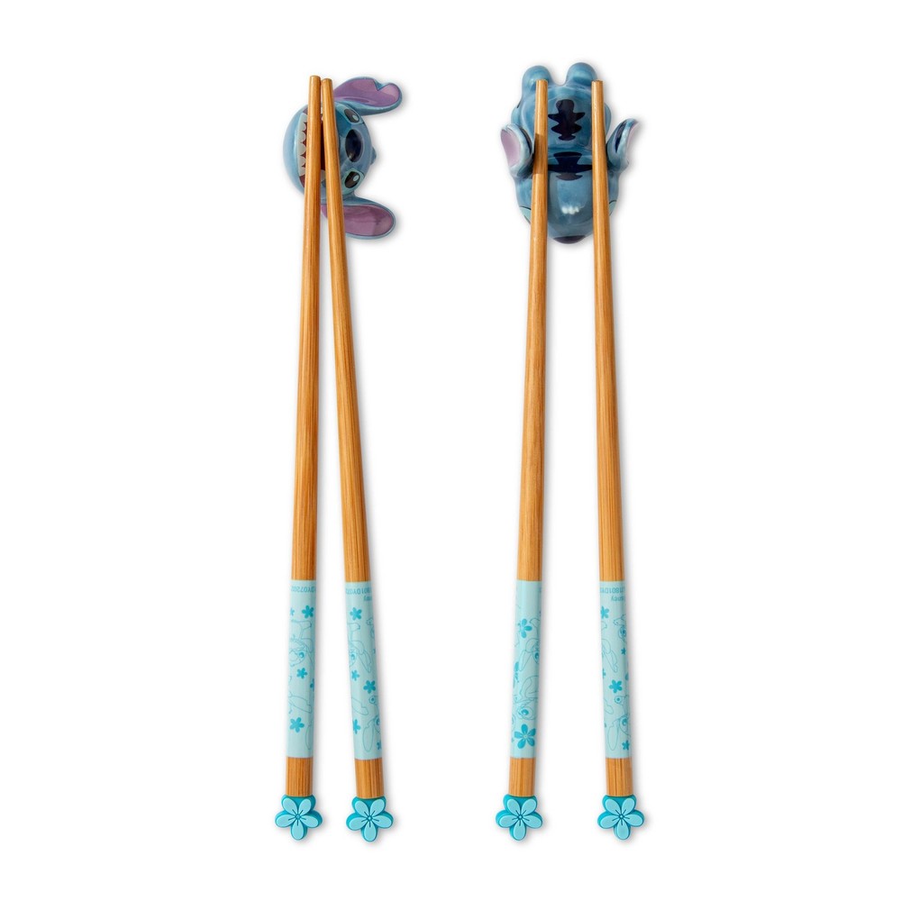 Disney Lilo & Stitch 2-Pair Wooden Chopsticks with Ceramic Rests