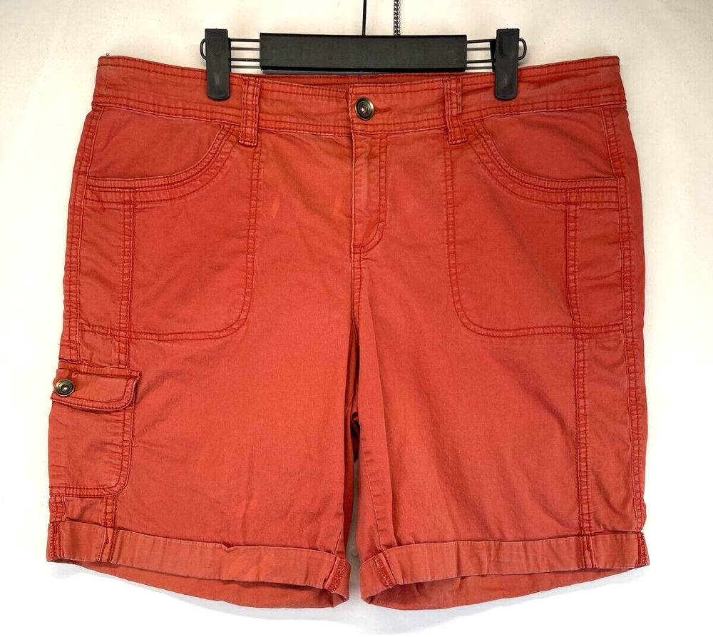 Faded Glory Cargo Shorts - Womens Size 16 - Coral Red - Stretch (2225)