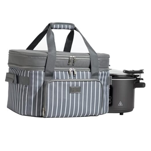 Fun Elements Double Layer Slow Cooker Carrier Bag for 6-8 Quart Oval CrockPot,-image