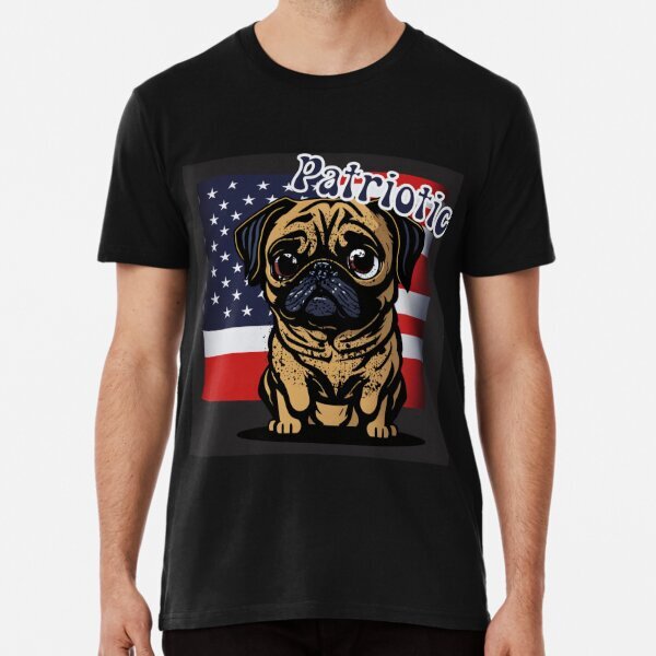 Pug 4th July Holiday Tee Vintage Great Gift Idea Premium T-Shirt S-5XL