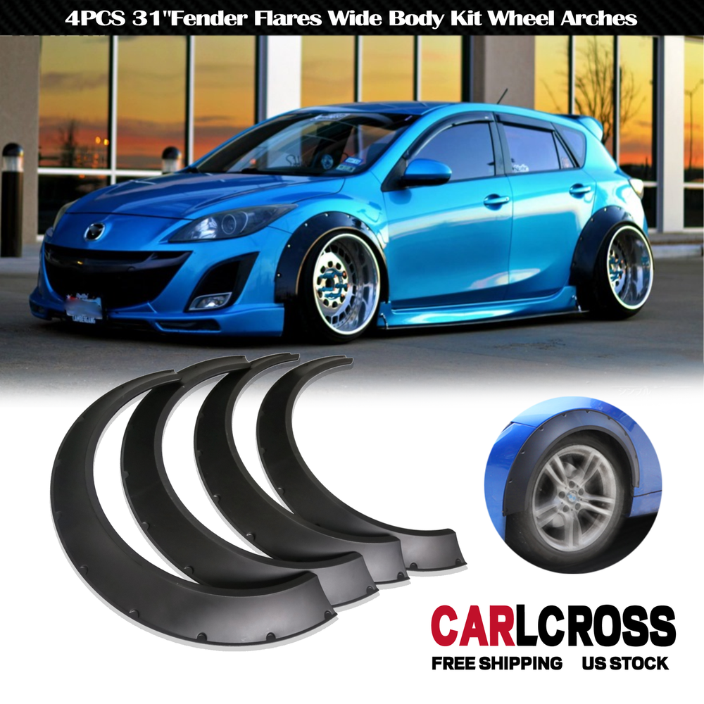 For Mazda 2 3 6 Set of 4 Fender Flares Extra Wide Body Kit Wheel Arches