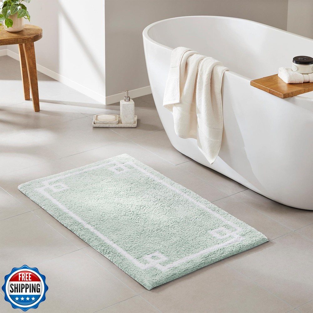 Madison Park Evan Plush 100% Cotton Bathroom Rug with Non-Slip Tufted Backing