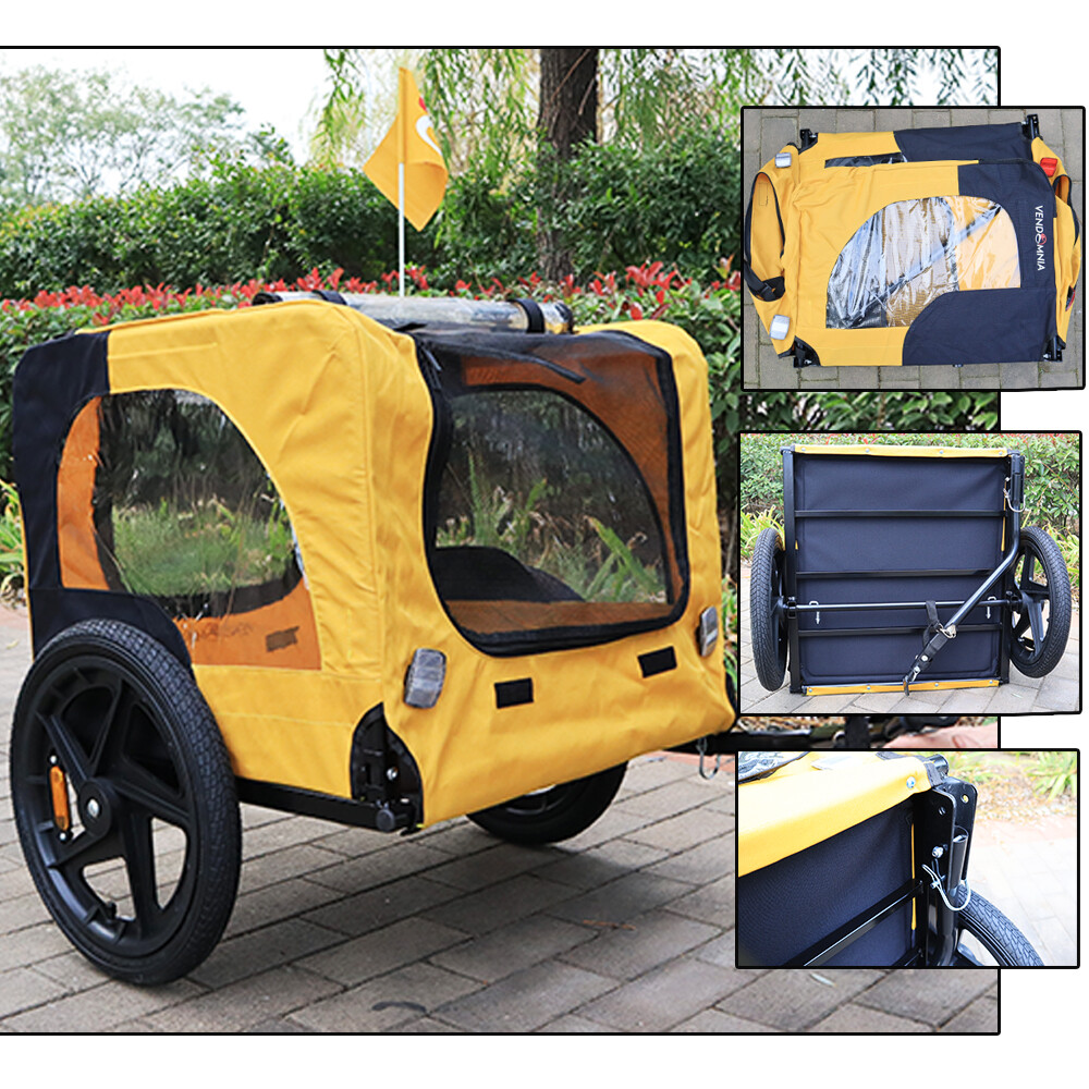 Pet Bicycle Trailer Dog Cat Bike Carrier 100 lb Load Water Resistant Steel