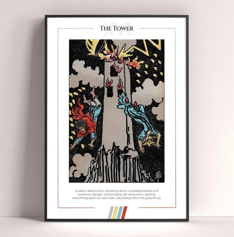 Tower Tarot Card Art Print Digital Download Tarot Poster