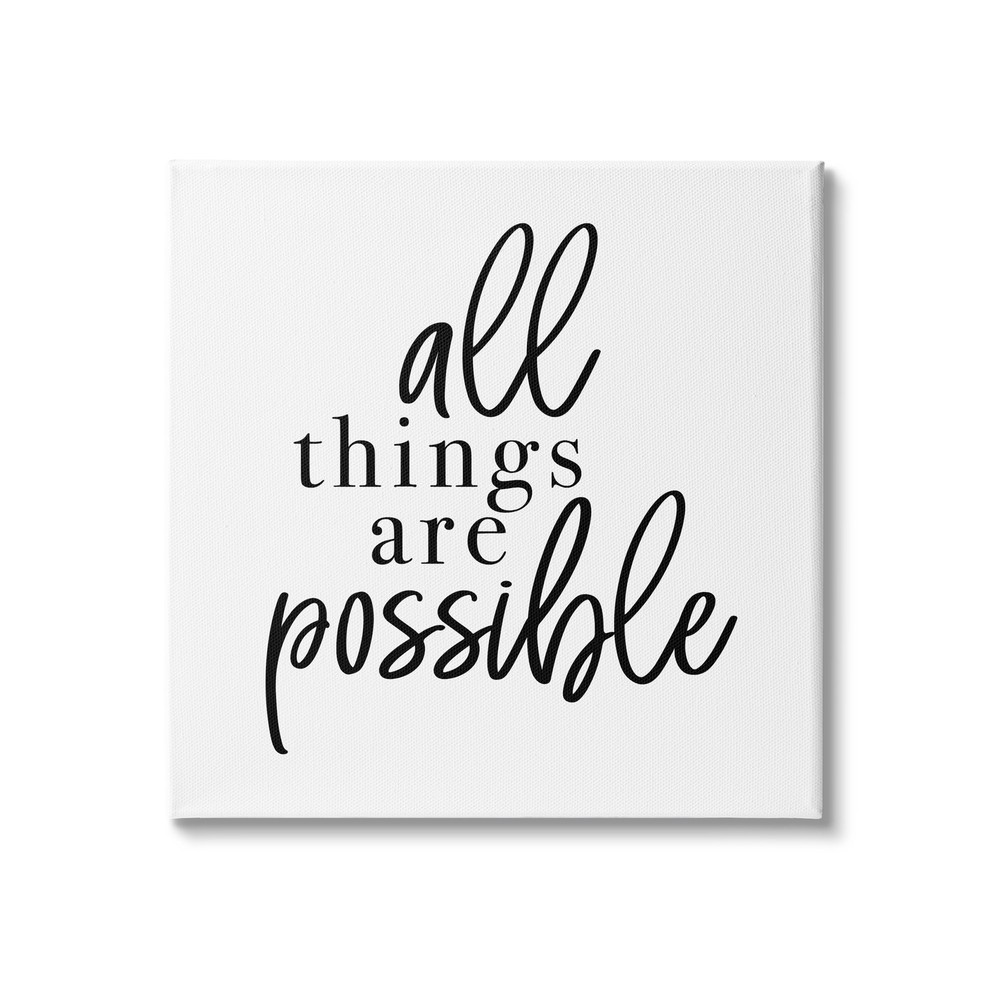 Stupell No-Sew Framed Minimalist All Things Are Possible Motivational Art 17x17
