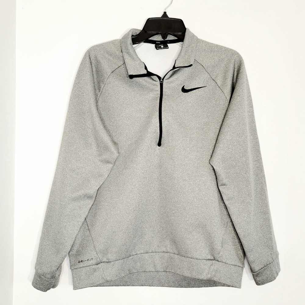 Nike Dri-Fit Men's Gray 1/4 Zip Pullover Fleece Sweatshirt. Size Medium