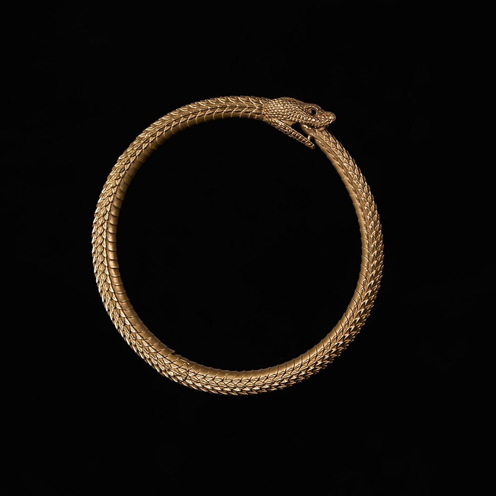 Brass Ouroboros Bracelet. Snake Lover Gifts. Serpent Bangle. Men fashion jewelry