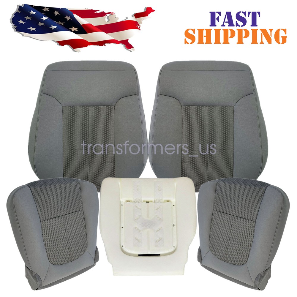 5 x For 2011-2016 Ford F250 F350 XLT Front Cloth Seat Cover Gray & Driver Foam