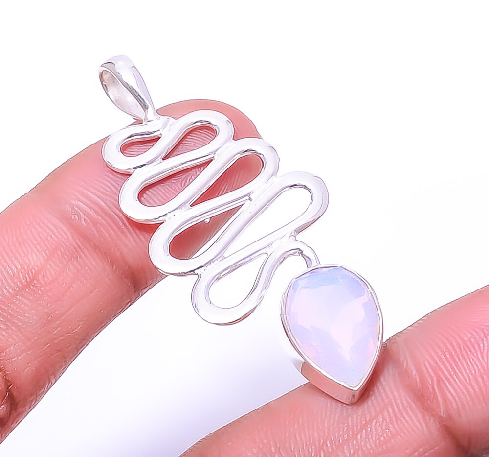 Milky Opal 925 Sterling Silver Snake Pendant 1.95