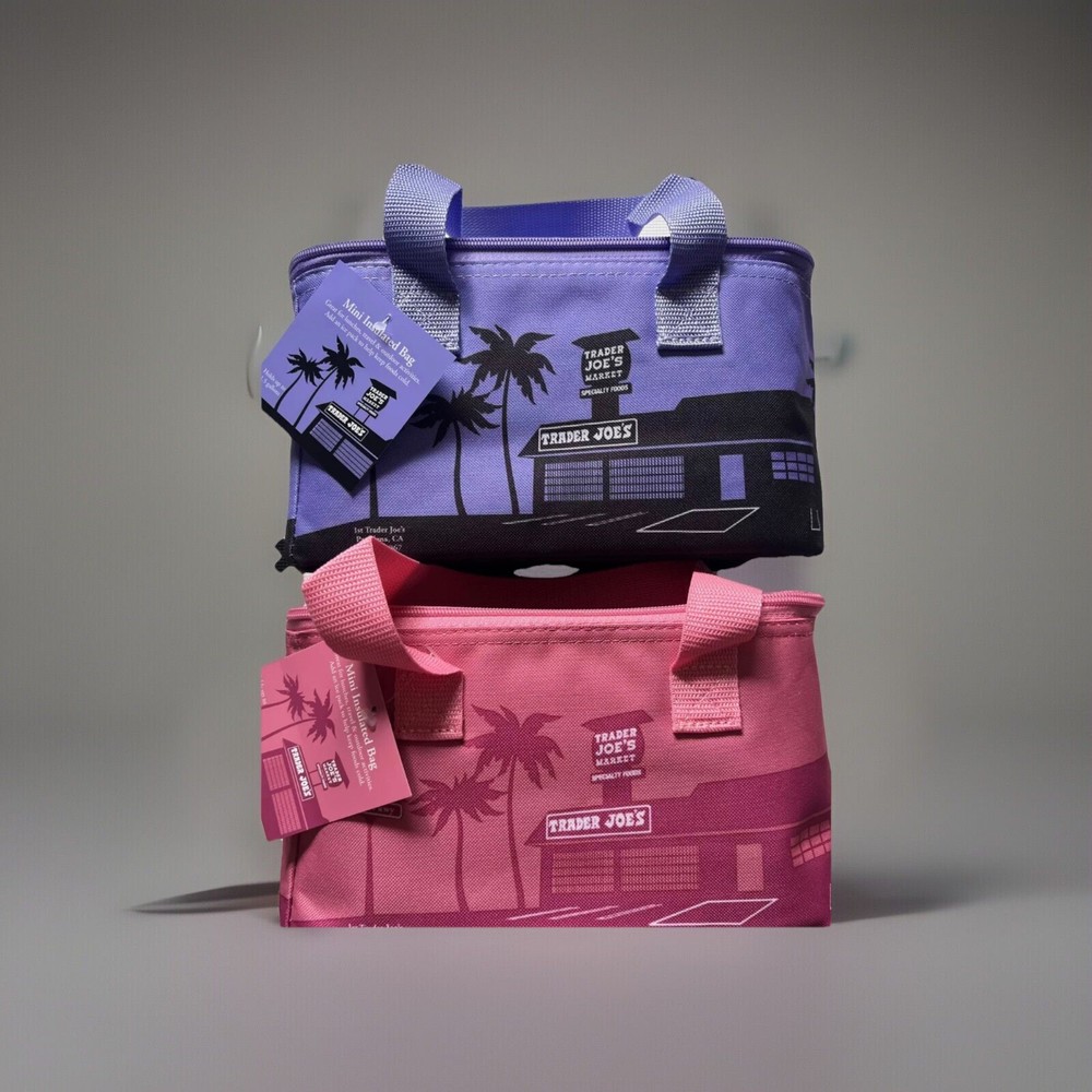 Trader Joe's MINI Insulated Easter Pink Or lavender Tote Lunch Bag
