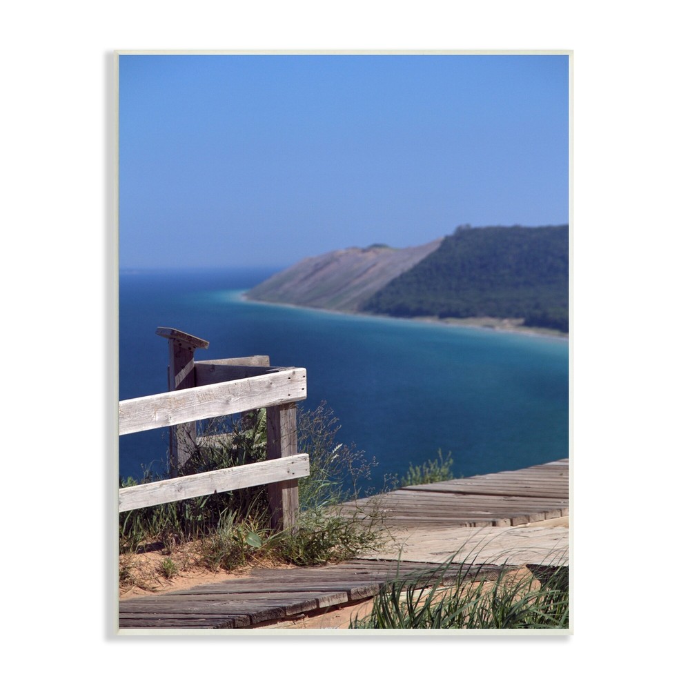 Stupell Coastal Cliff Ocean Boardwalk Nautical Nature Brown 10 x 15