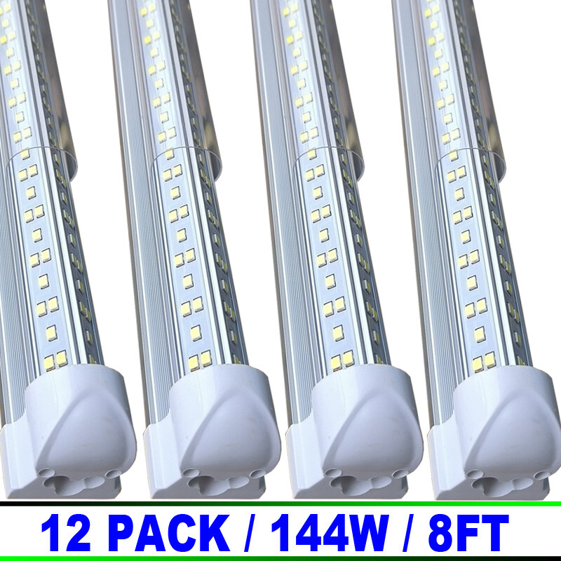 12/Pack 8Ft LED Shop Light T8 144W Linkable Ceiling Tube Fixture Daylight 6500K