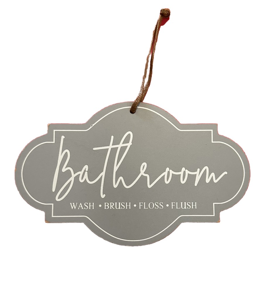 New Accent Wall Decor Wood Sign Bathroom Wash Brush Floss Flush Farmhouse Decor