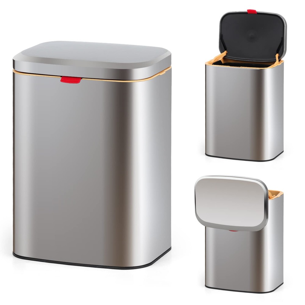 Hanging Trash Can Compost Bin with Lid for Kitchen Cabinet DoorStainless Ste