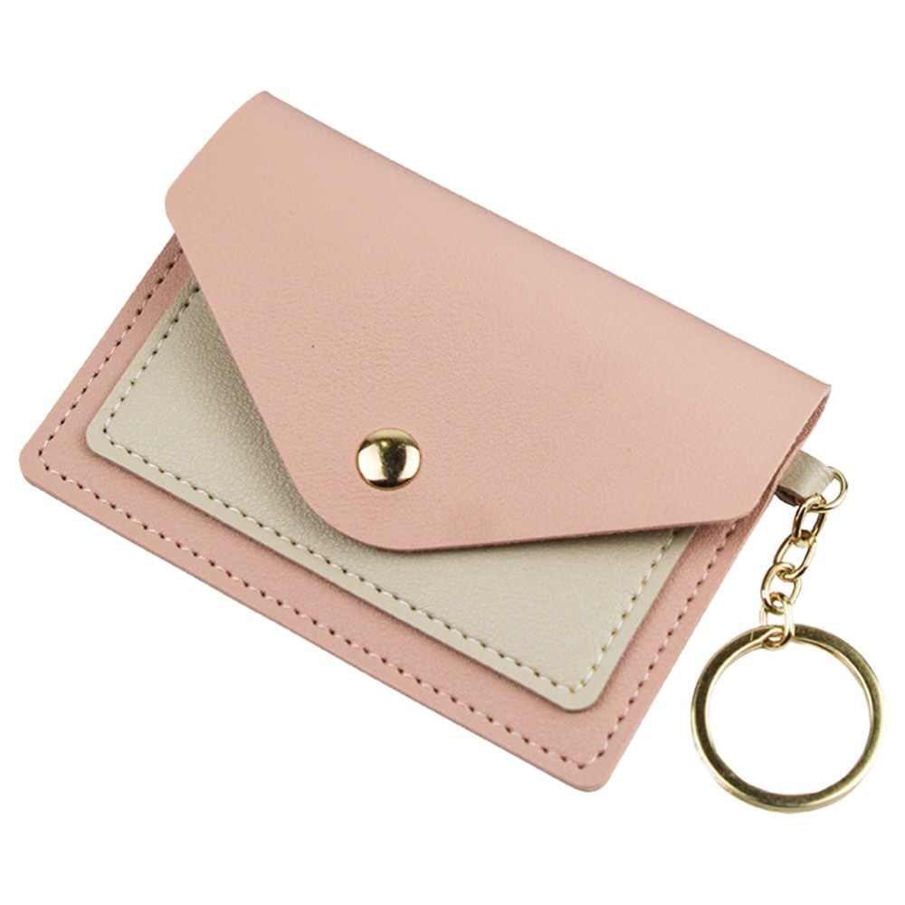 Cute Candy Color Card Wallet Keychain for Women's Bags