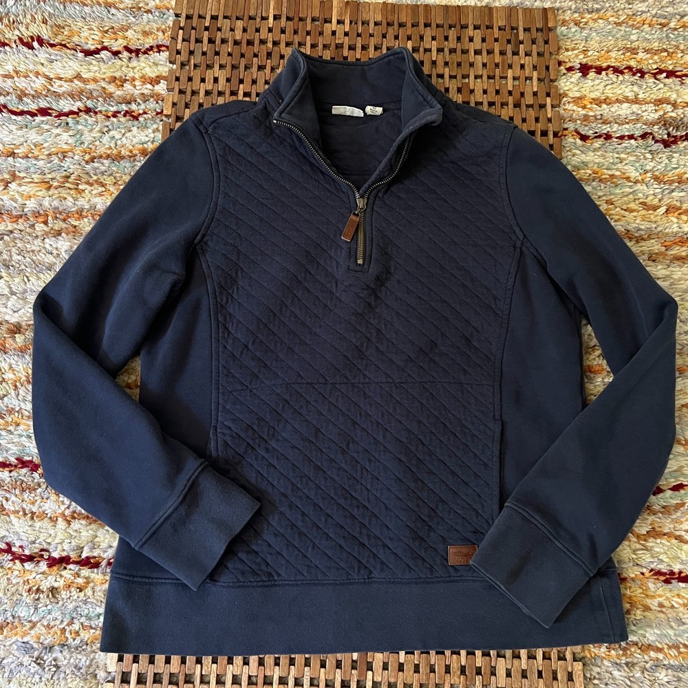 L.L. Bean Diamond Quilted 1/4 Zip Pullover Sweater Blue Men's Size Medium M