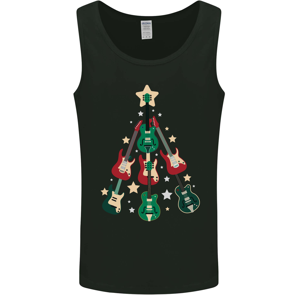 Funny Christmas Guitar Tree Rock Music Mens Vest Tank Top