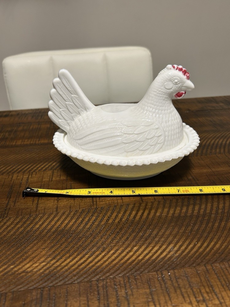 Indiana Milk Glass Vintage Hen On a Nest Covered Candy Dish