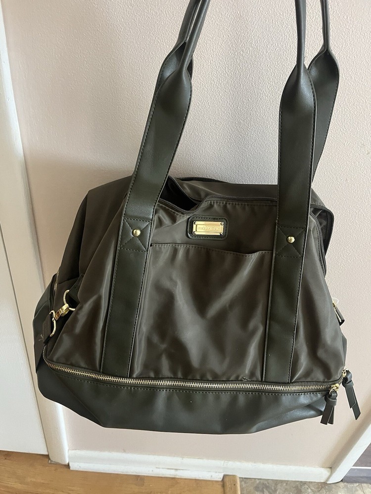Madden girl olive weekend duffel bag with gold hardware
