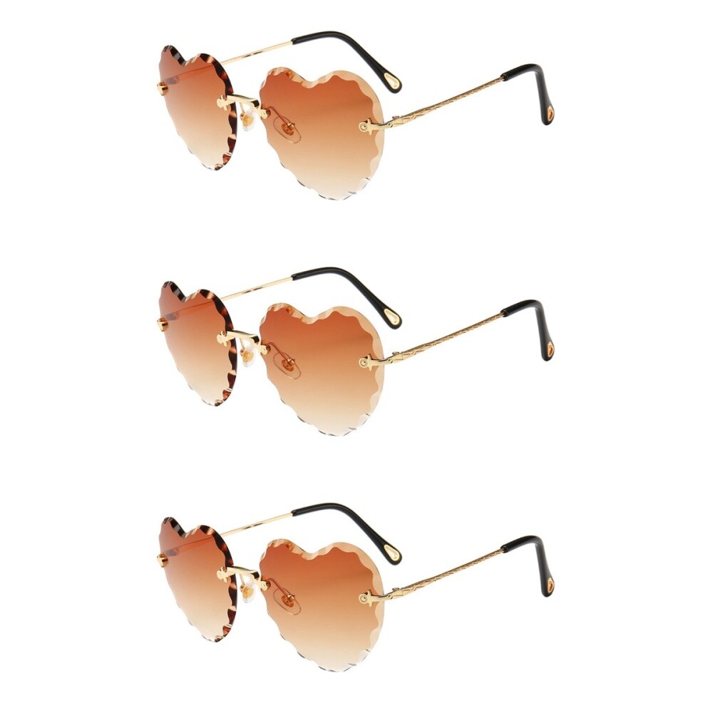 Set of 3 Heart Shaped Glasses Polarized Sunglasses Women Miss