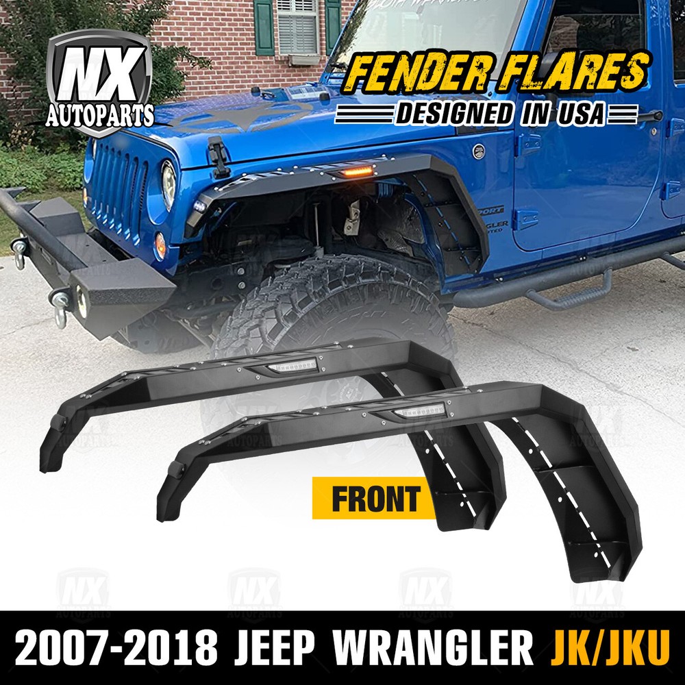 Front Fender Flares for 2007-2018 Jeep Wrangler JK JKU Offroad Duty Steel 2PC