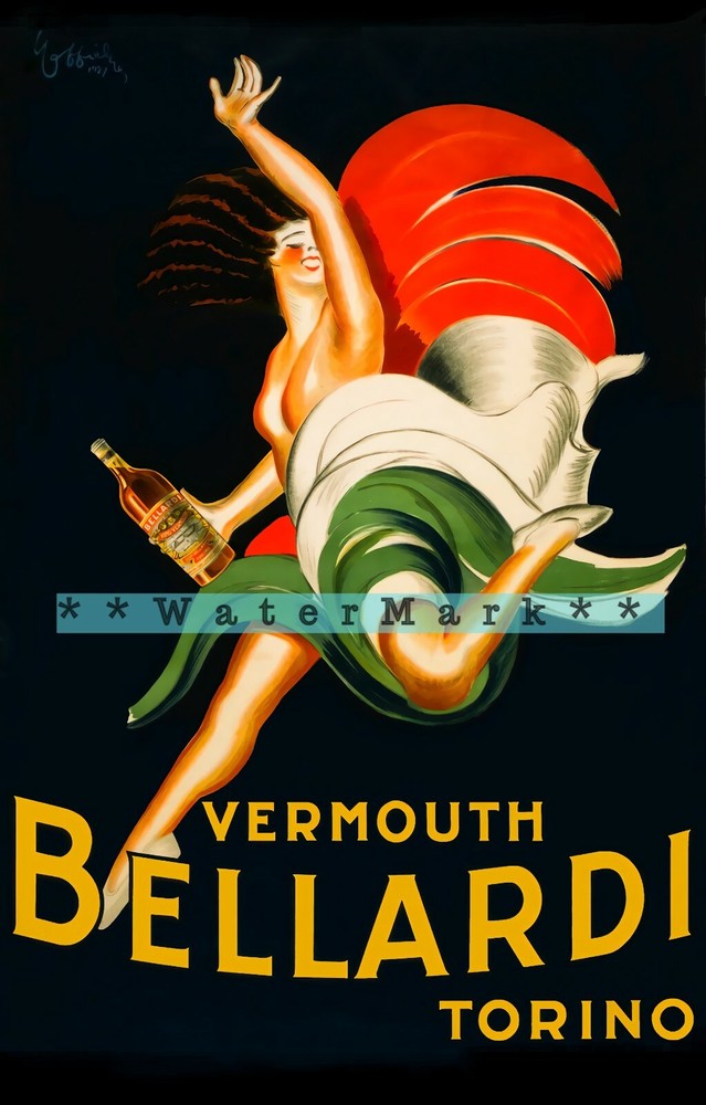 Vermouth Bellardi 1927 Torino Retro Italian Liqueur Vintage Poster Print Bar Art