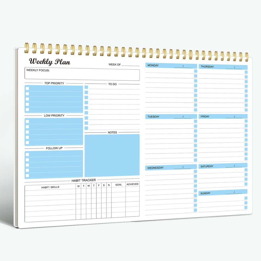 Weekly Planner Notepad Undated Weekly Schedule Planner To Do List Notebook Go...