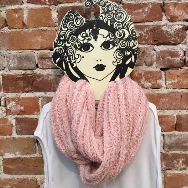 INC Blush Pink Chenille Loop Infinity Scarf Soft Textured Fashion O/S New