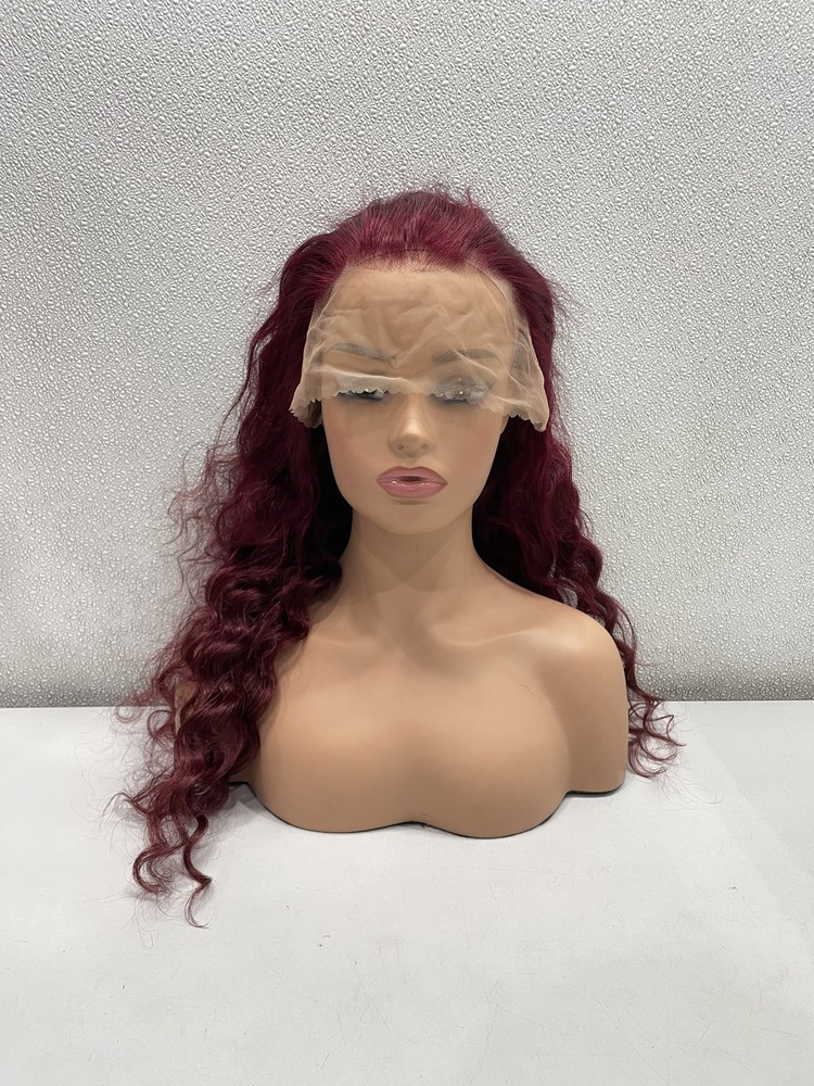 Burgundy Loose Body Wave Human Hair Blend Glueless Lace Wig