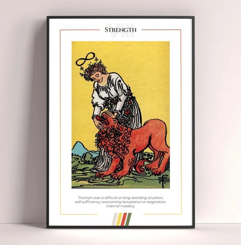 Strength Tarot Card Art Print - High-Quality Printable Poster for Tarot Enthusiasts