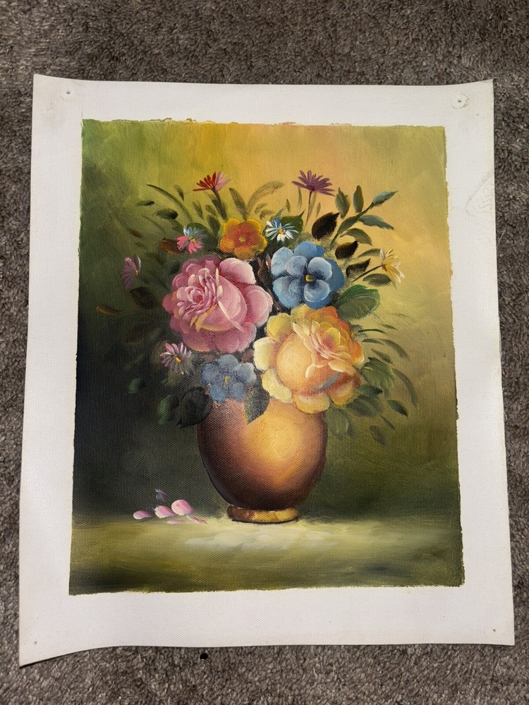 Bouquet Of Flowers Real Oil Painting On Canvas 11”x9”