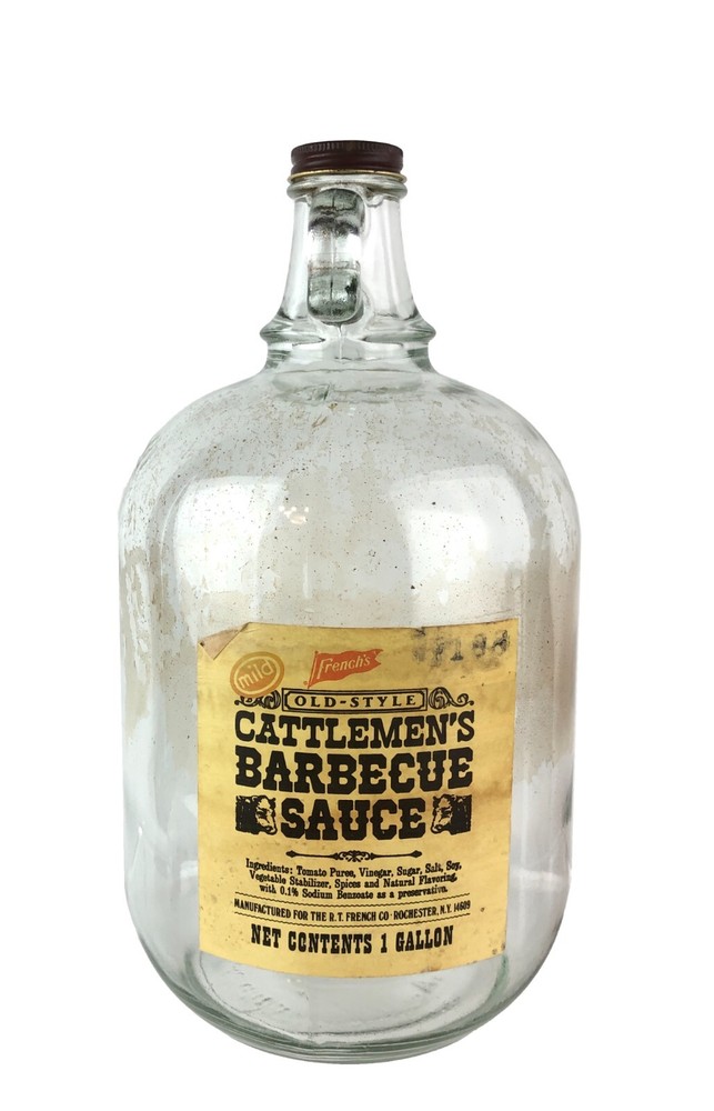 Vintage French's Cattlemen's BBQ Sauce Glass Gallon Jug with Label Rochester