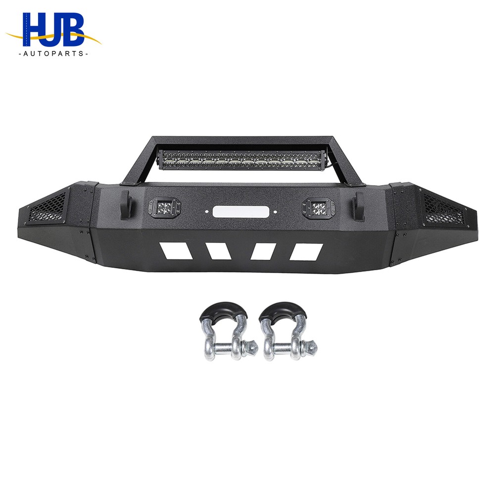 Steel Black Front Bumper W/Winch Plate & LED Lights For 2007-2013 Toyota Tundra