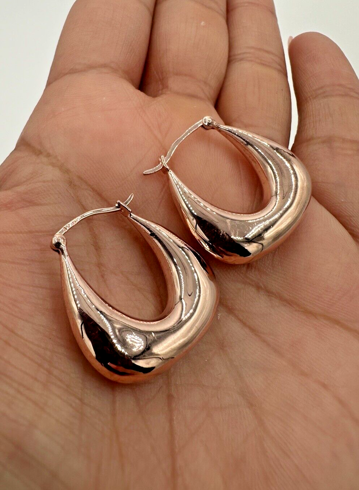 Rose Gold Filled Chunky Hoop Earrings for Women Sterling Silver 925Hoop Earrings