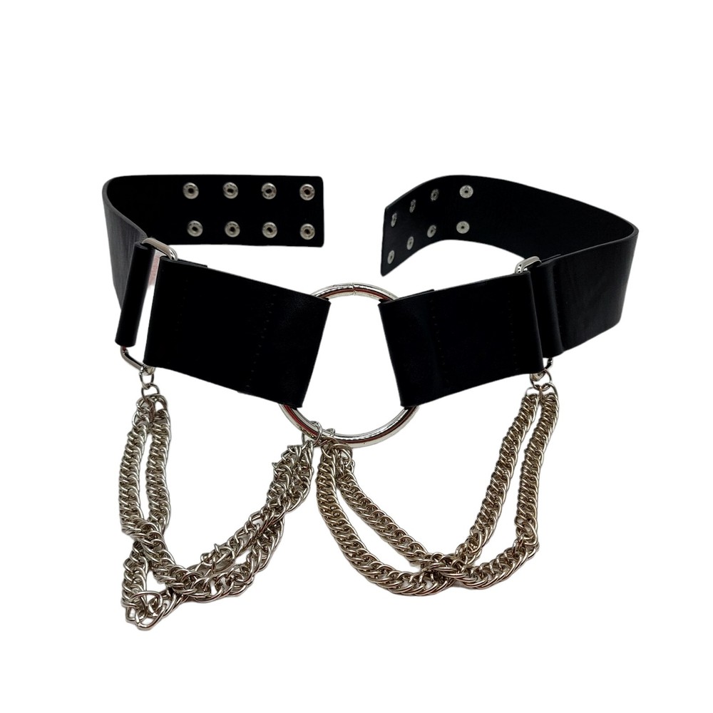 Missguided Black Choker Silver chains snap closure goth cosplay party