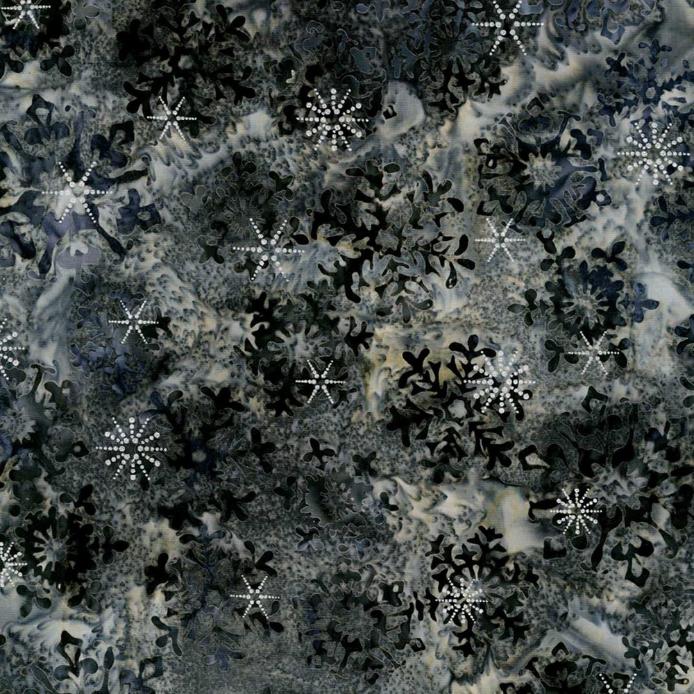Artisan Batik Winter Wonderland Snowflake Gray Fabric by Robert Kaufman