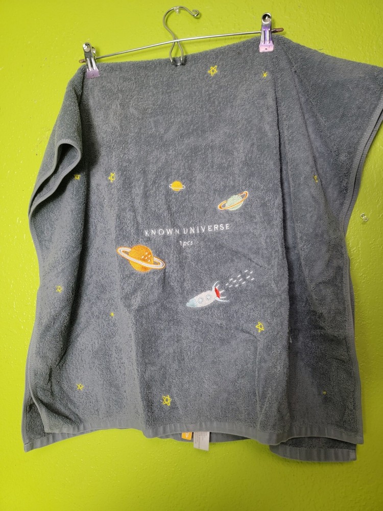 Apollobox Bath Towel Known Universe Blue Embroidered Space Stars Planets