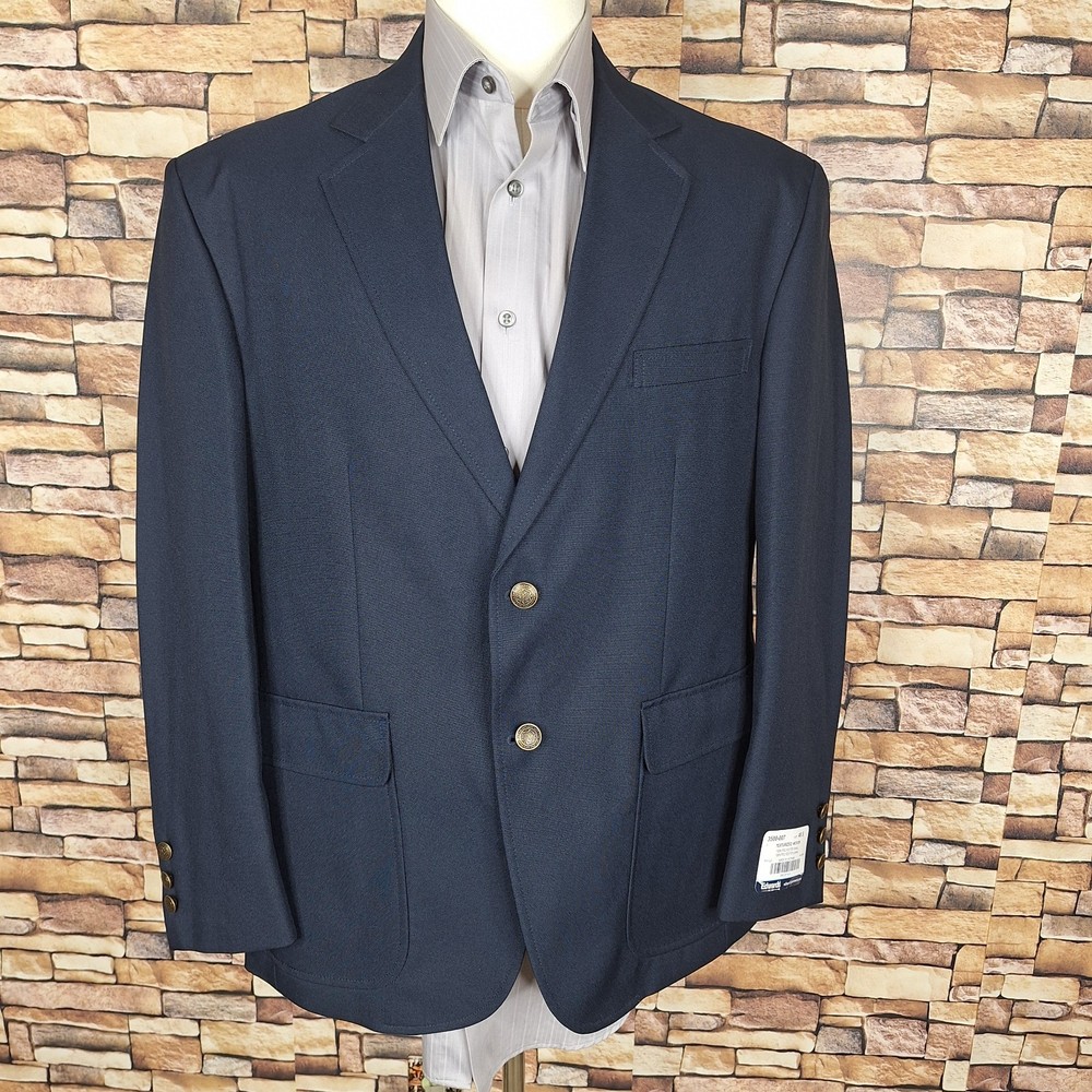 Edwards Jacket Blazer Mens 40S Navy with Brass Buttons NWT