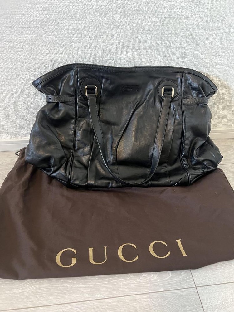 GUCCI Black Leather Tote Bag Authentic F05291615