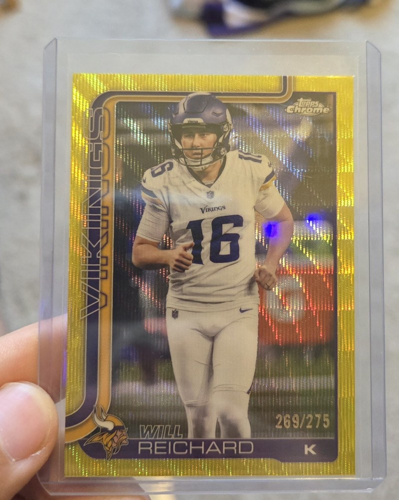 Topps 2025 Chrome Will Reichard Gold #203 Minnesota Vikings Football