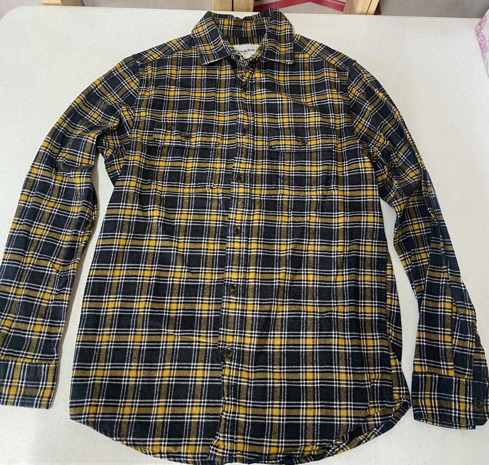 Goodfellow & Co Men's Yellow Flannel Shirt Size Small Long Sleeve Casual Comfort Fit