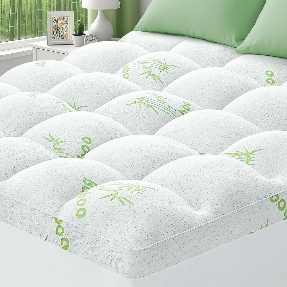 HYLEORY Queen Mattress Topper Viscose Made from Bamboo Pillow Queen, White