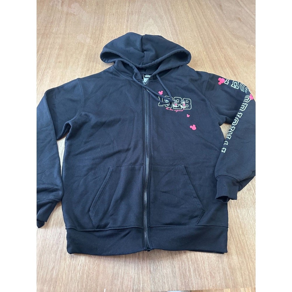 Disney Mickey Mouse Womens XS Black Zip Up Hoodie 1928 Graphic Jacket