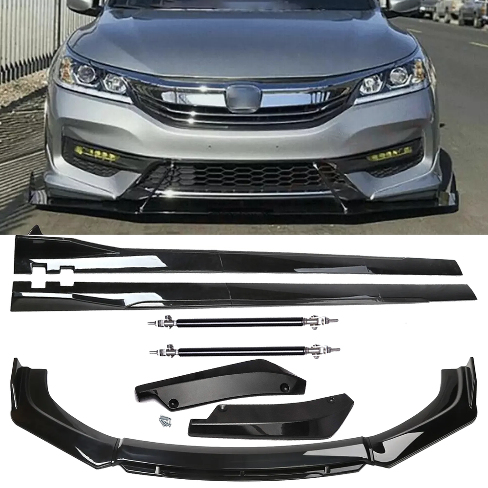 Front Bumper Lip Chin Spoiler Splitter Side Skirt Rear Rod For Honda Accord S