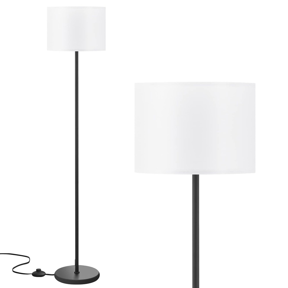 Modern Floor Lamp Simple Design with White Shade, Foot Pedal Switch, 60