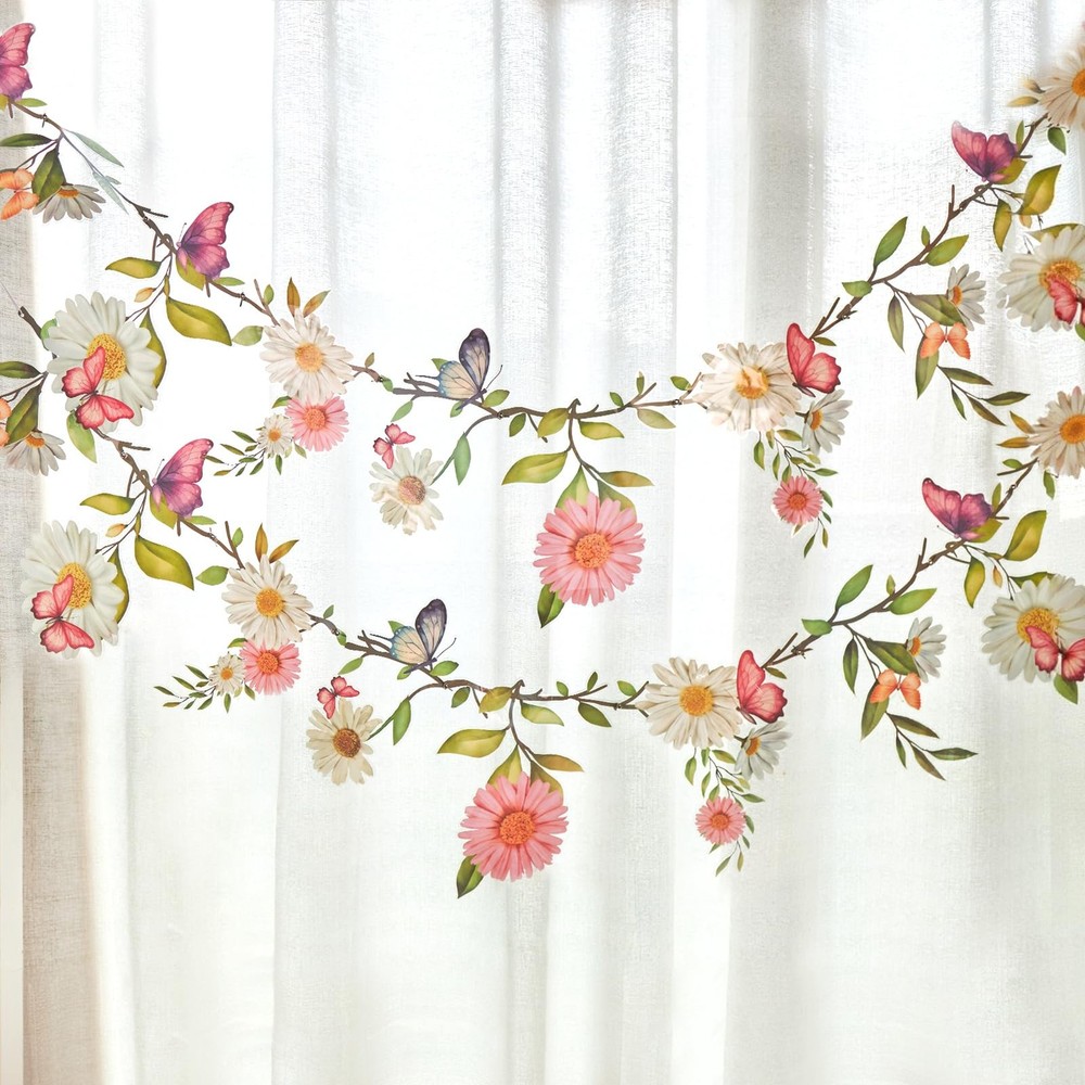 Garden Party Flower Banner Reusable Wildflower Garland for Enchanted Garden W...